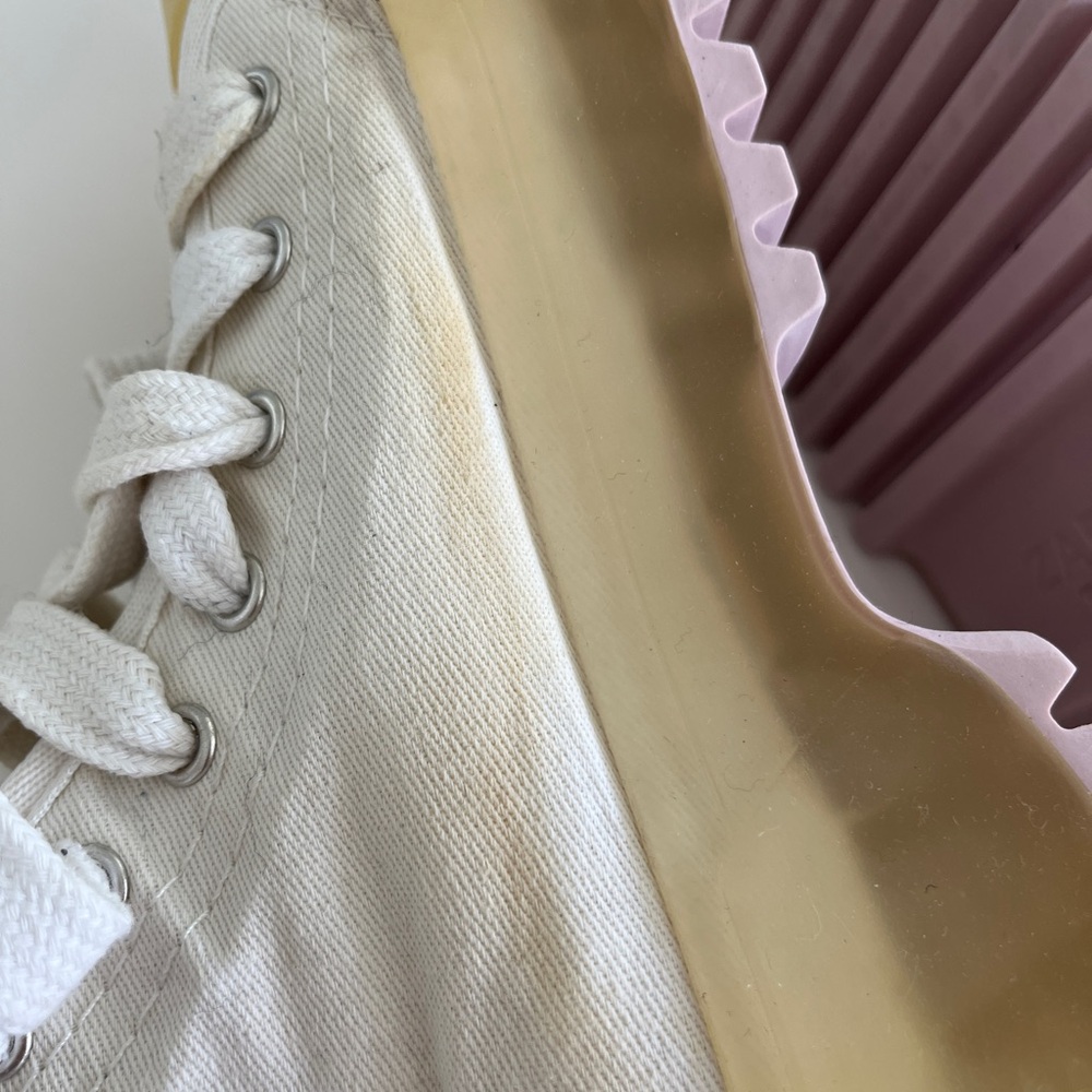Zara White and Cream Sneakers with Unique Sole - Picture 4 of 7